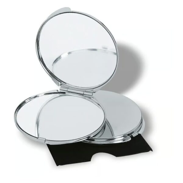 Luxe Metalen Make-up Spiegel – Dubbelzijdig, Met Fluwelen Etui & Gravering Optie! ✨